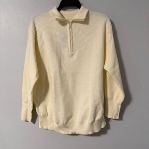 DeepSelf Women's Sweater Size M Pullover Cream 1/4 Zip High Neck Textured NWT‎